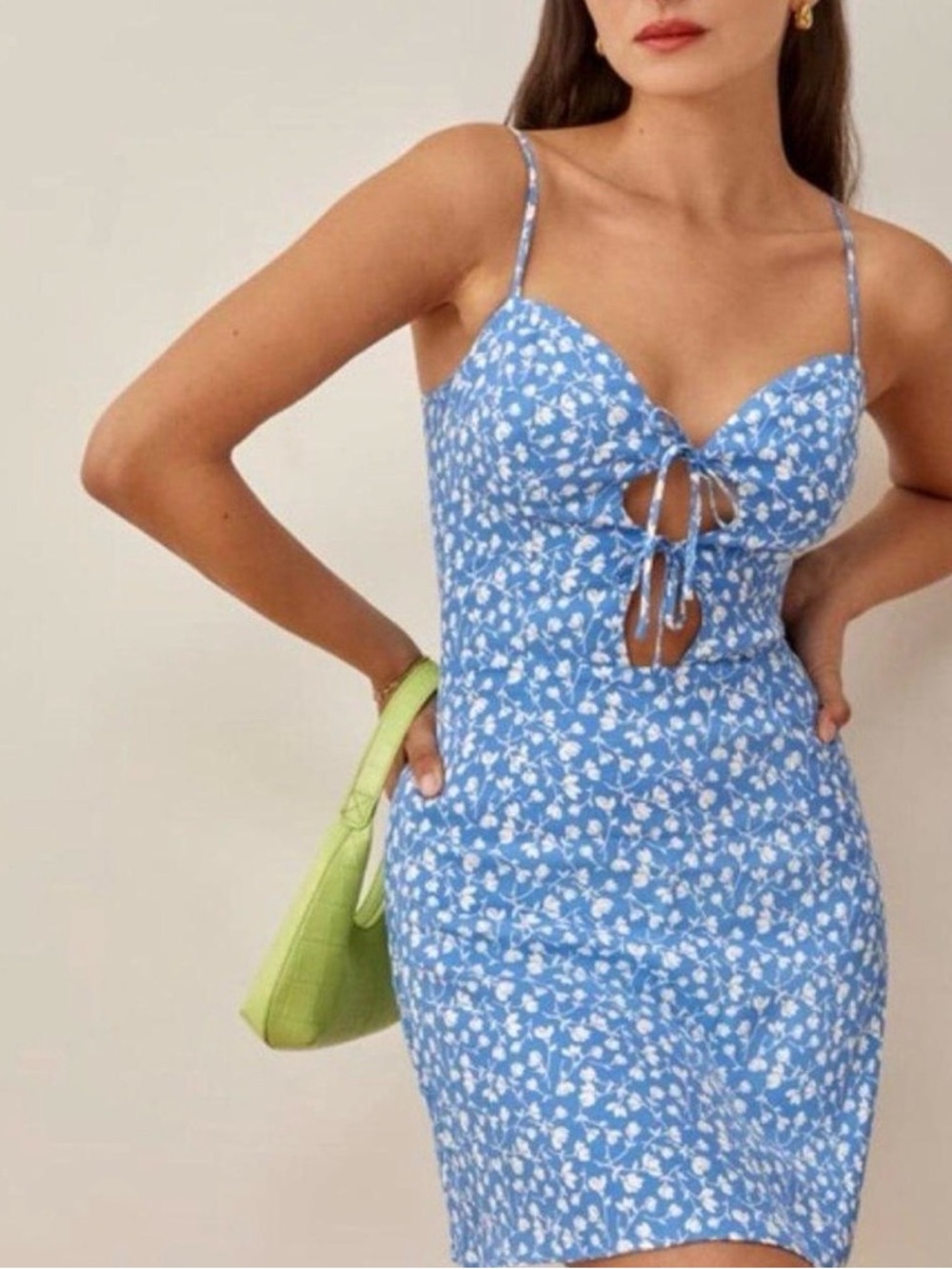 Reformation Bascom Dress in Azurro